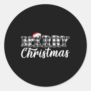 Christmas Buffalo Black And White Plaid For Men Wo Classic Round Sticker