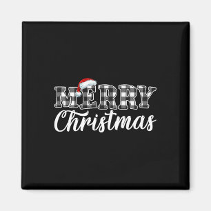 Christmas Buffalo Black And White Plaid For Men Wo Magnet