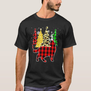 Christmas Buffalo Plaid Cat Tree Leopard Pyjamas X T-Shirt