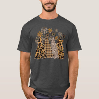 Christmas Buffalo Plaid Christmas Trees Leopard Sn T-Shirt