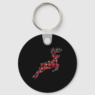 Christmas Buffalo Plaid Deer Red Family Pajama T- Key Ring