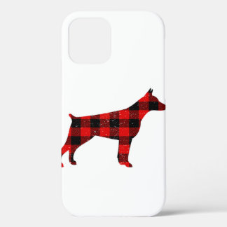 Christmas Buffalo Plaid Doberman iPhone 12 Case