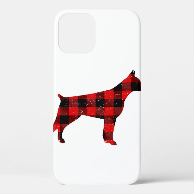 Christmas Buffalo Plaid Doberman Case-Mate iPhone Case (Back)