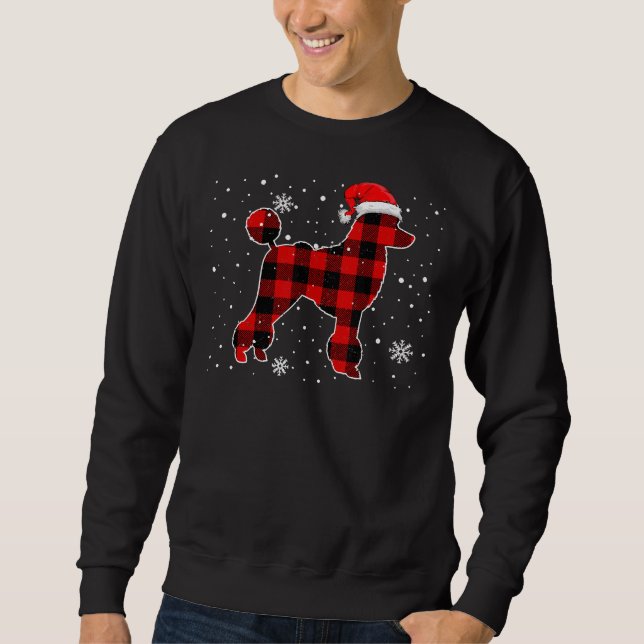 Christmas Buffalo Plaid Dog  Christmas Poodle Paja Sweatshirt (Front)