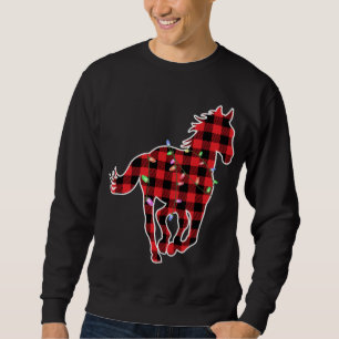 Christmas Buffalo Plaid Horse Cute Horse Lighting Sweatshirt