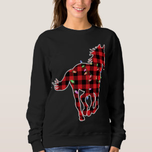 Christmas Buffalo Plaid Horse Cute Horse Lighting Sweatshirt