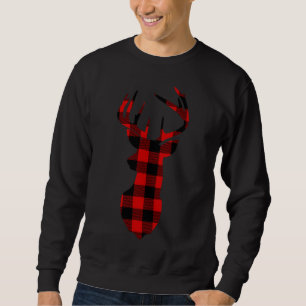 Christmas Buffalo Plaid Reindeer Deer Head X-mas G Sweatshirt
