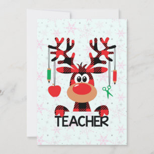 Christmas Buffalo Plaid Teacher Holiday Card