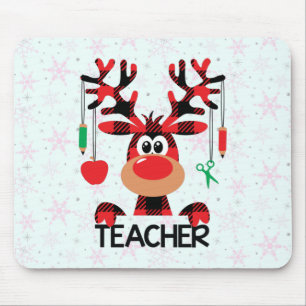 Christmas Buffalo Plaid Teacher Mouse Pad