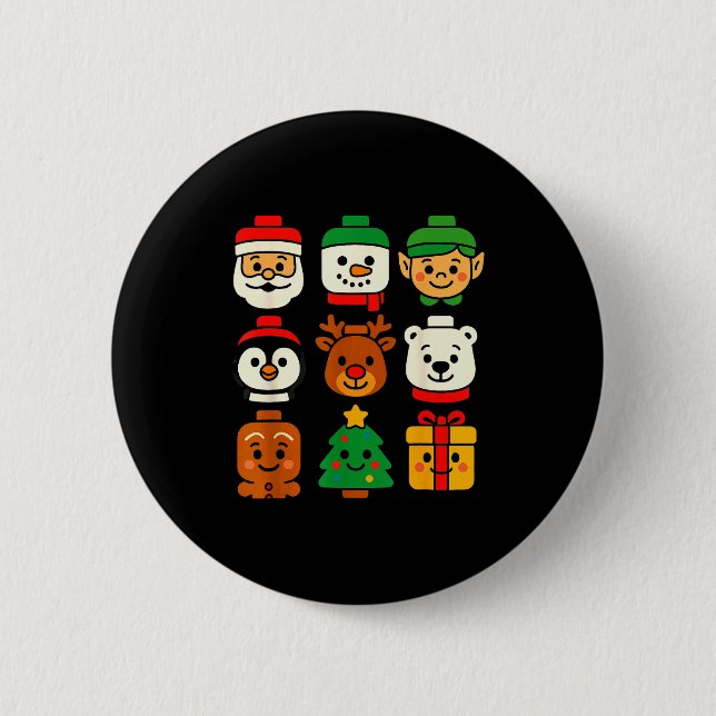 Christmas Building Brick Santa Elf Snowman Xmas Bo 6 Cm Round Badge (Front)