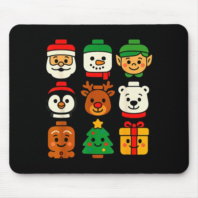 Christmas Building Brick Santa Elf Snowman Xmas Bo Mouse Pad (Front)