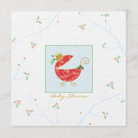 Christmas Bulb Baby Carriage Shower Invitation
