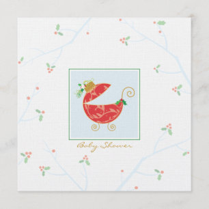 Christmas Bulb Baby Carriage Shower Invitation