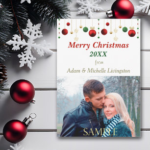 Christmas Bulb Border Photo Card