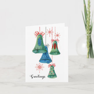 Christmas Bulbs Retro Holiday Colourful Bells Card