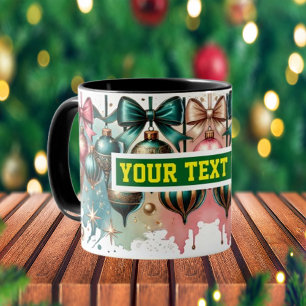 Christmas Bulbs Watercolour Coffee Mug
