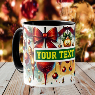 Christmas Bulbs Watercolour Coffee Mug