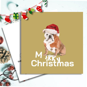 Christmas Bull Dog Merry Greeting Card