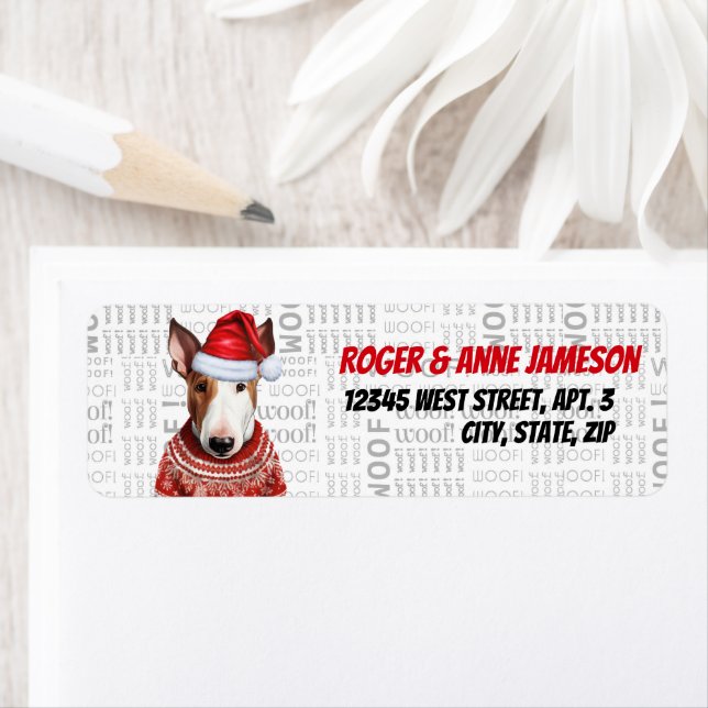 Christmas Bull Terrier Dog Holiday Address Return Address Label (Insitu)