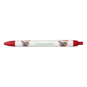 Christmas Bulldog dog personalised pen