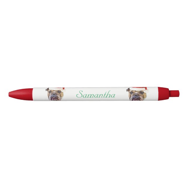 Christmas Bulldog dog personalised pen (Front)