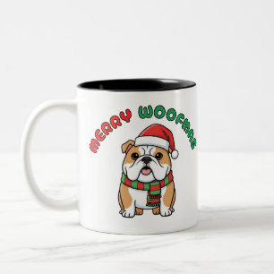 Christmas Bulldog Mug: Merry Woofmas Two-Tone Coffee Mug