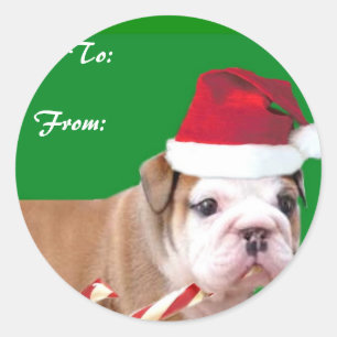 Christmas bulldog puppy gift tags