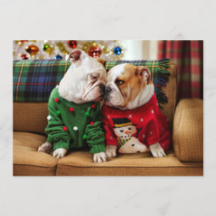 Christmas Bulldogs in Sweaters Invitation