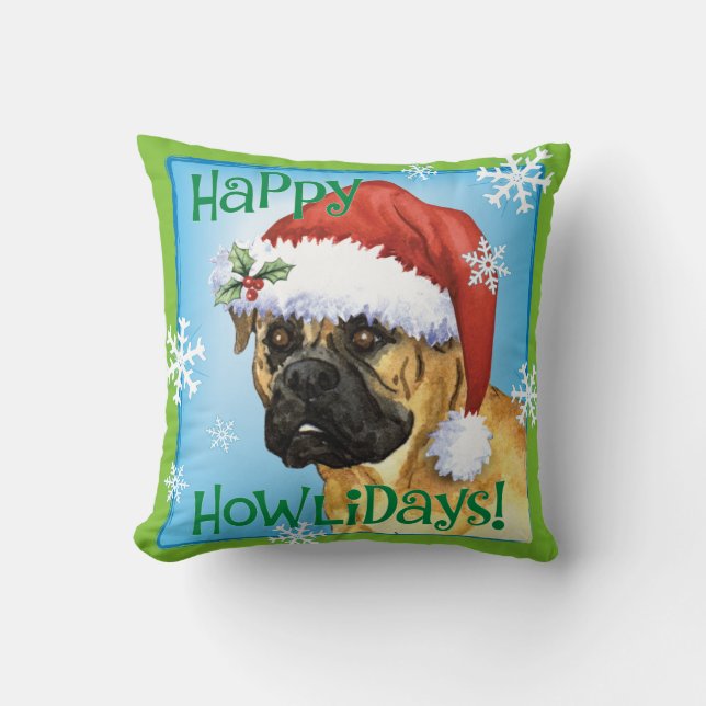 Christmas Bullmastiff Cushion (Front)