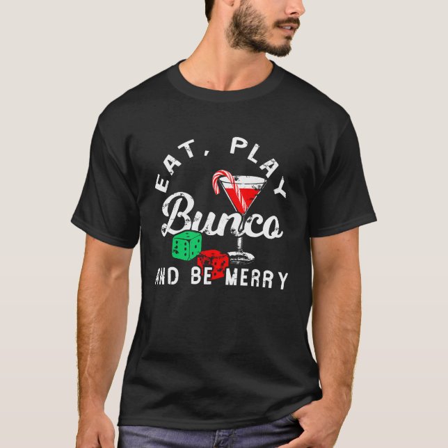 Christmas Bunco Drinking Candy Cane Cocktail T-Shirt (Front)