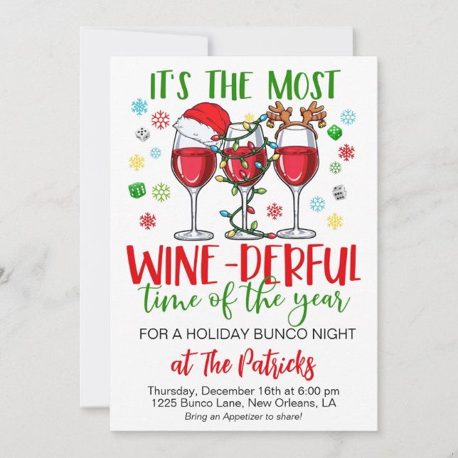 Christmas Bunco Night Party Invitation (Front)