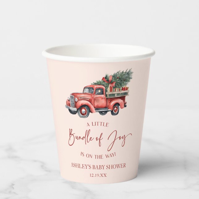 Christmas Bundle of Joy Christmas Baby Shower Paper Cups (Front)