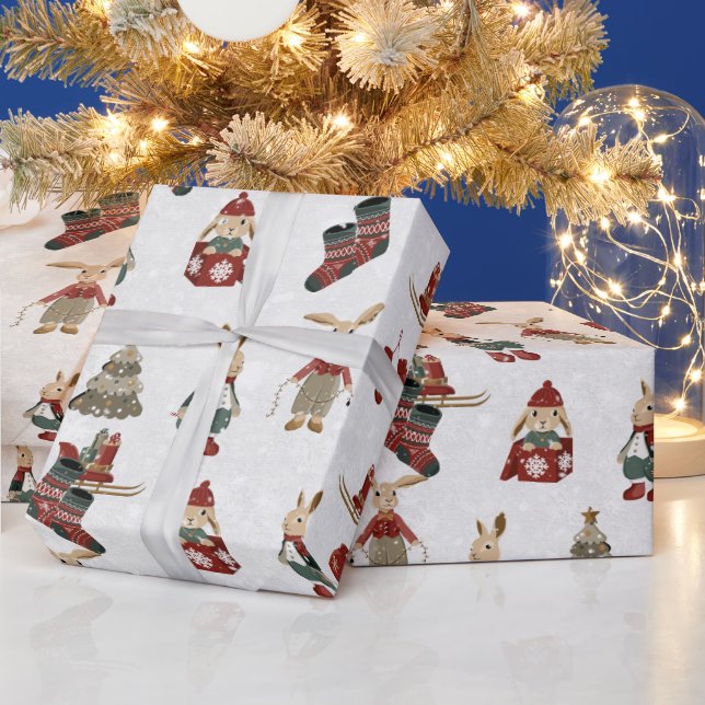 Christmas Bunnies and Snowflakes Wrapping Paper (Holidays)