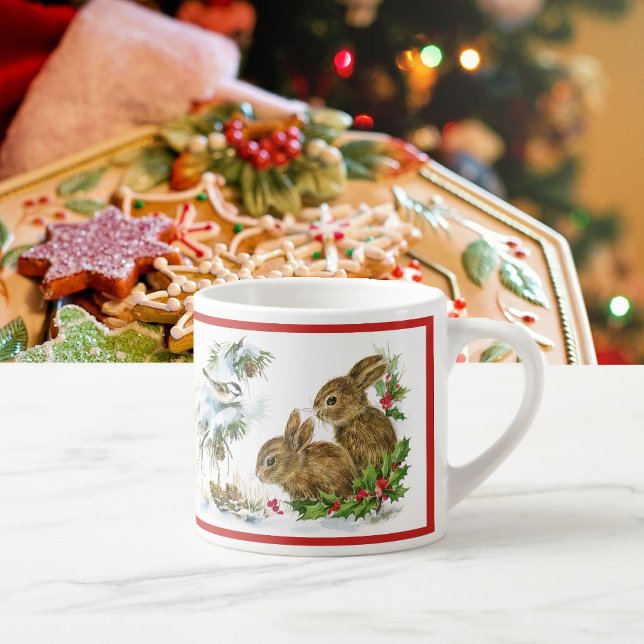 Christmas Bunnies Child's Cup Personalise NAME (Creator Uploaded)