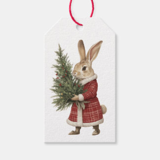 CHRISTMAS BUNNY AND MICE GIFT TAG