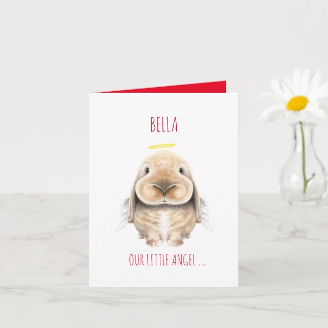 Christmas Bunny Angel, Personalized Christmas Card (Small Plant)