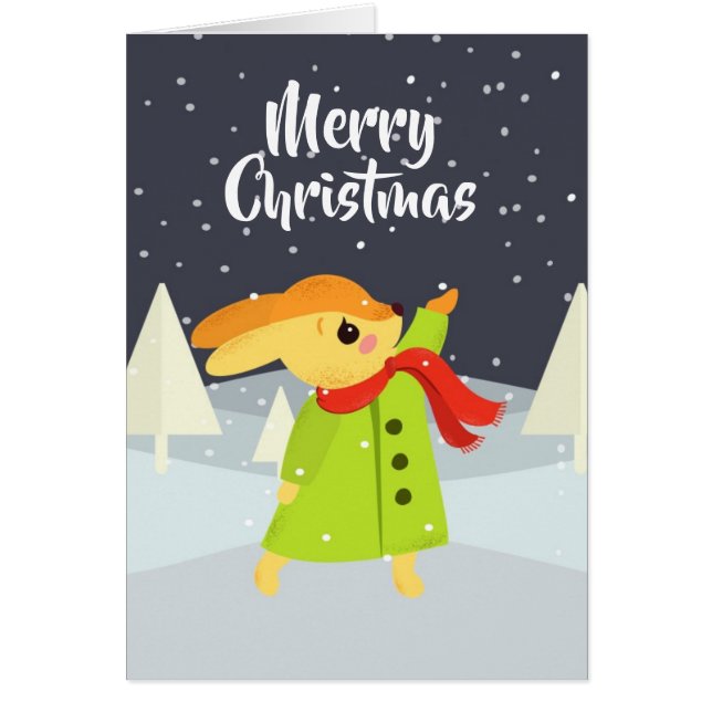 Christmas Bunny Catching Snowflakes Cute  (Front)