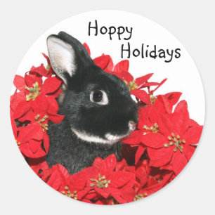 Christmas bunny classic round sticker