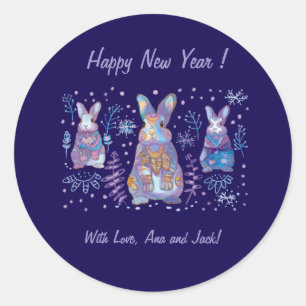 Christmas Bunny  Classic Round Sticker