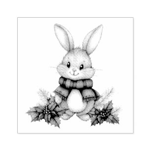 Christmas Bunny Cute Rubber Stamp