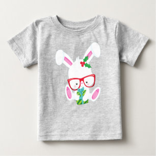 Christmas Bunny, Hipster Bunny, Bunny With Glasses Baby T-Shirt