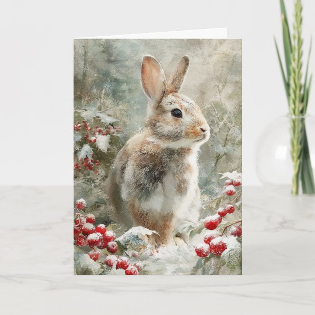 Christmas Bunny Holiday Card (Front)