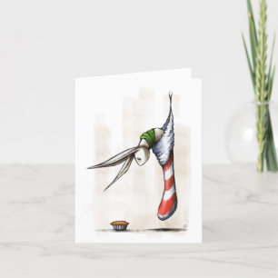 Christmas Bunny in a Stocking with a Mince Pie Holiday Card