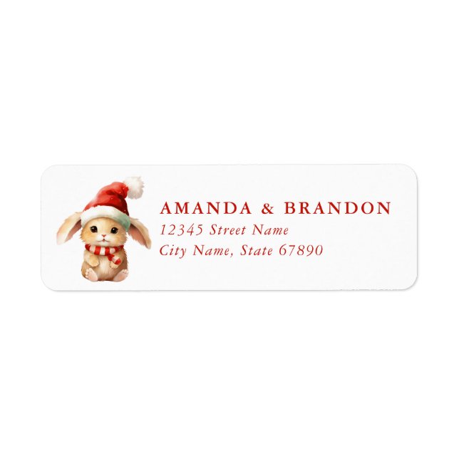 Christmas Bunny Rabbit Return Address Labels (Front)