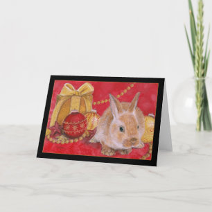 Christmas Bunny Rabit Xmas Ornaments Card