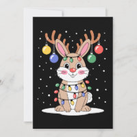 Christmas Bunny Reindeer Antlers Lights Xmas Snow