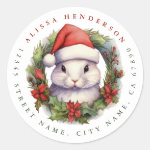 Christmas Bunny Round Stickers