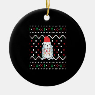 Christmas Bunny Ugly Christmas Winter Xmas Ceramic Ornament