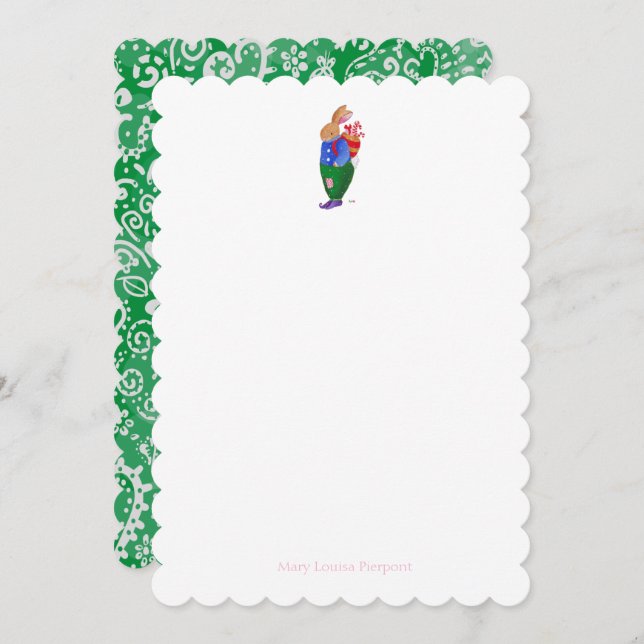 Christmas Bunny with paisley Card (Front/Back)