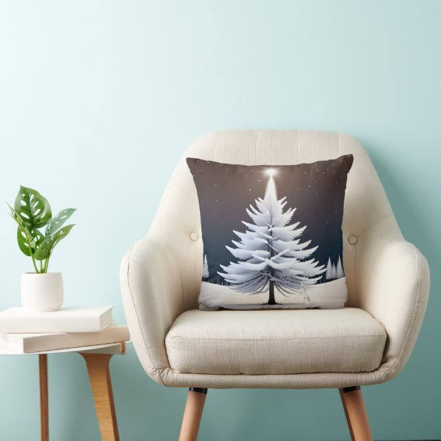 Christmas Bunny With White Pine Tree Cushion (Chair)